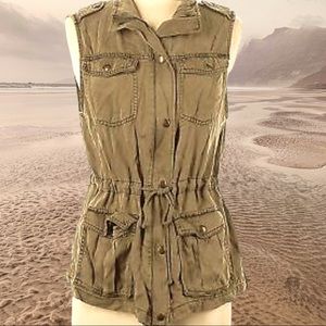 Max Jeans Women 100% Tencel Military/Utility Style Vest Size S🛍🎄